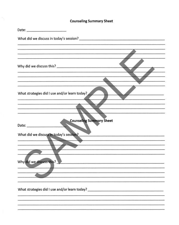 Watermark picture counseling summary sheet