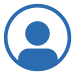 A blue and white icon of a person, showing a simplified head and shoulders inside a circular border. Commonly used as a placeholder for user profiles, especially on marketing strategist or business coaching for therapists’ platforms. | Stresslesstherapist.com